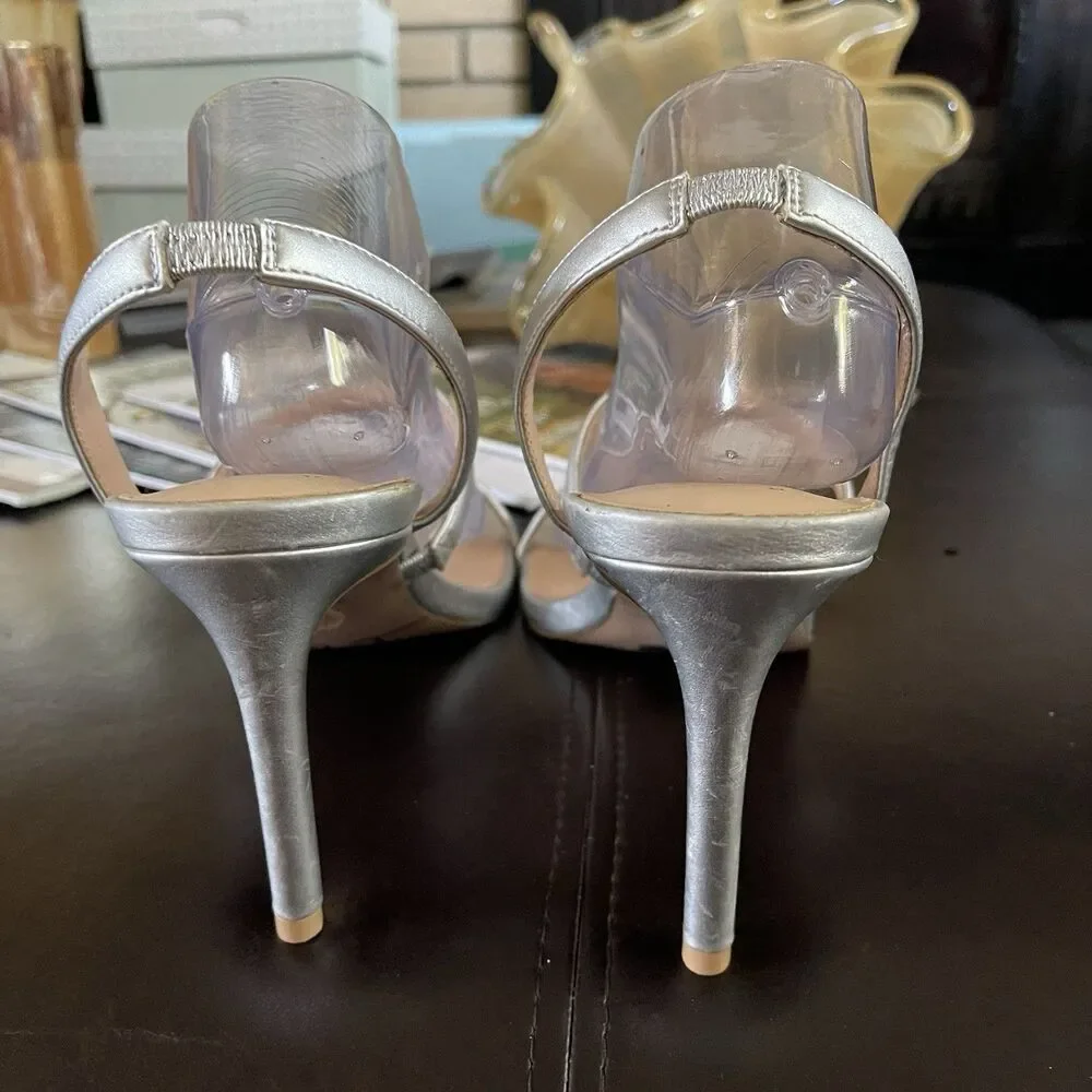 Women's Nala Pump Heels Silver- A New Day Size 11 Square Toe